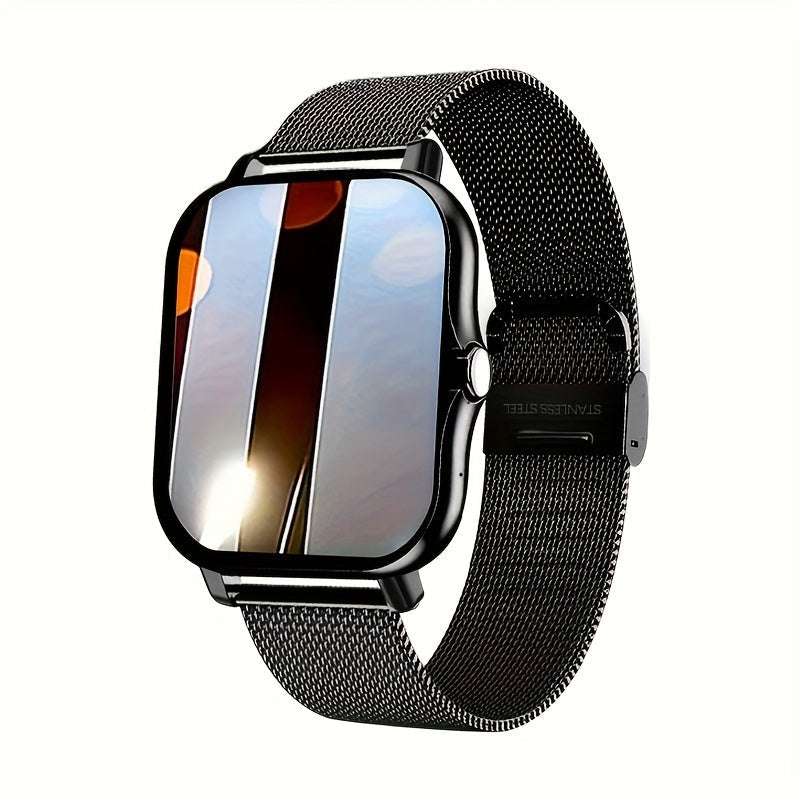 Gender-neutral Sports Smart Watch featuring a Vibrant Color Touch Screen, Personalized Dial, Compatible with Android & iOS, Sleek Alloy Case, Durable Stainless Steel Strap, Date & 24-Hour Display, Not Waterproof, Easy USB Charging, Long-lasting