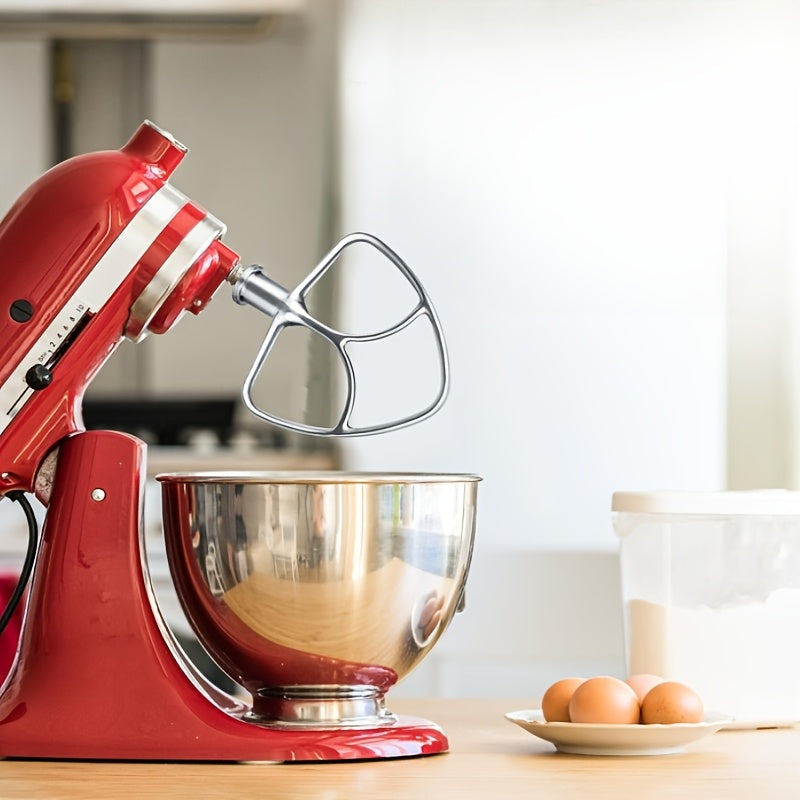 Our stainless steel flat beater attachment is perfect for stand mixers, featuring a tilt-head paddle design. It is ideal for baking, pastry making, pasta dough mixing, liquid blending, and is safe for food contact. Plus, it is dishwasher safe for easy