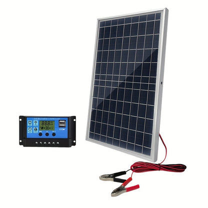 ZGZXSEXHZ Solar Panel Kit includes controller and USB charger, suitable for various applications without battery.