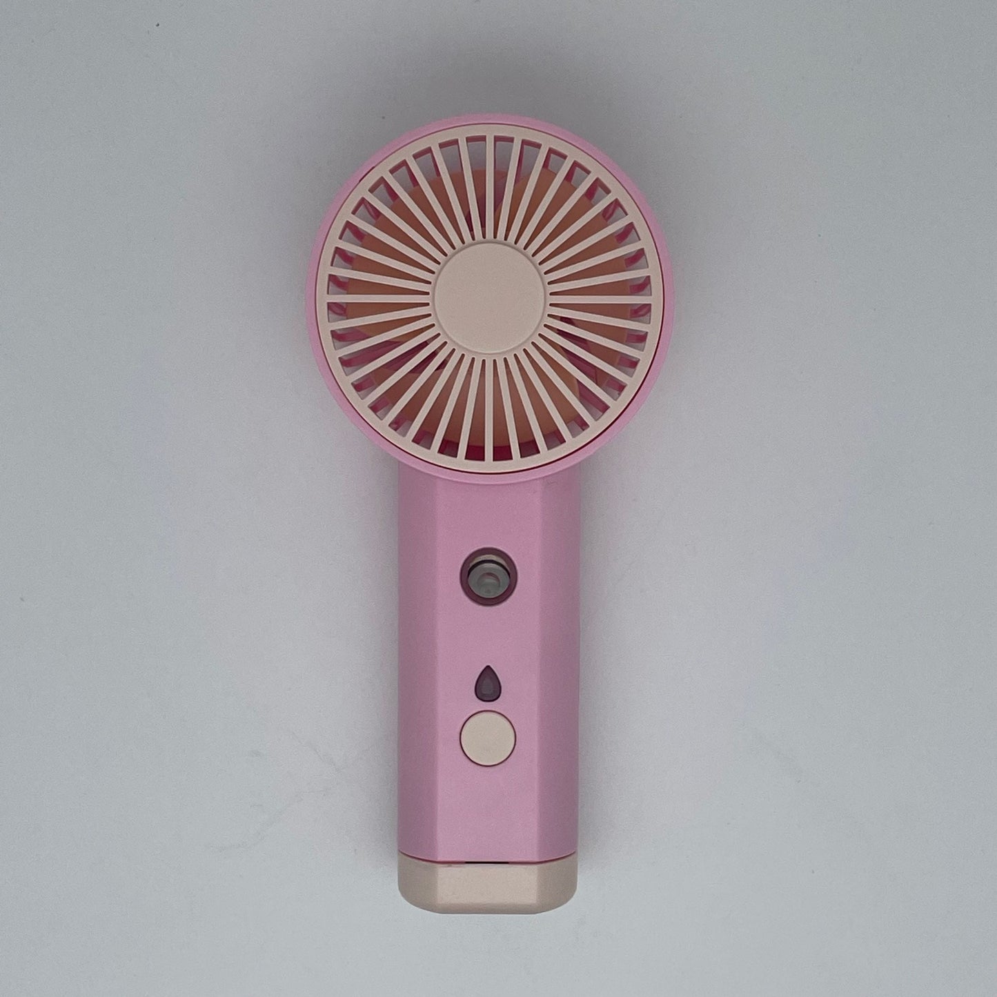 Portable Mini Handheld Fan with Mist Humidifier, Compact Size (14.22cm x 6.5cm x 3.51cm), Rechargeable Battery Power, Ideal for Travel and Desk Cooling