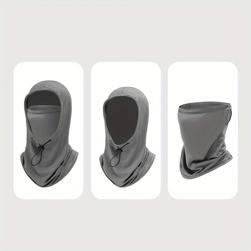 Unisex Ice Silk Balaclava Set with Full Coverage Sun Protection - Solid Color Ski Mask, UV Protection Neck Gaiter, and Sun Cap for Women and Men