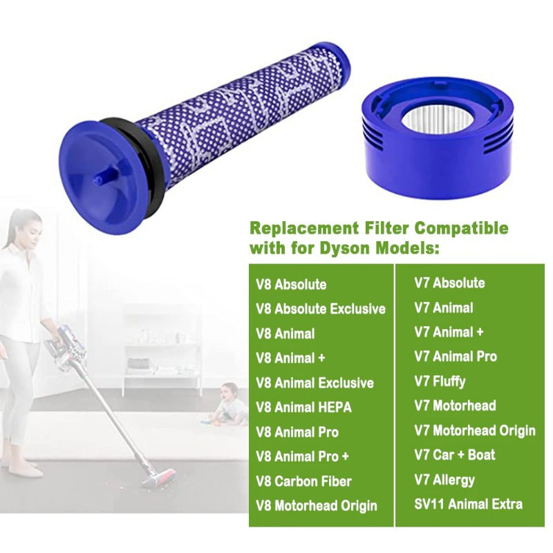 Washable Pre-Filter Compatible with Dyson V7 V8 Vacuum Cleaners, Replacement Filter Post and Accessories.