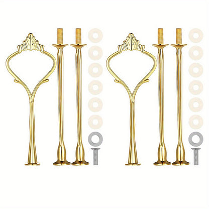 Gold and silver cake stand accessories with 3-tier mold crown resin craft for weddings and parties. Ideal for serving cupcakes and desserts.