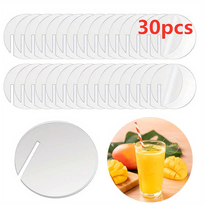 30 Acrylic round beverage labels for DIY wedding and birthday party decorations or glass cup edge decoration and labeling.