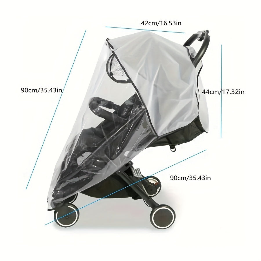 Stroller rain cover for winter protection.