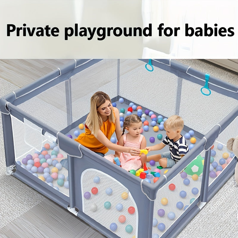 Large Baby Playpen made from Lead-Free Plastic with Sturdy Safety Playard, Soft Mesh, Anti-Slip Base, Detachable Storage Organizer for 0-3 Years. Perfect for Indoor & Outdoor Kids Activity Center.