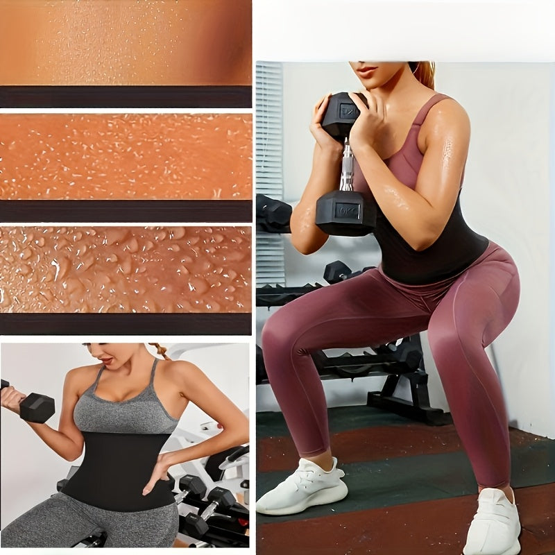 Women's sweat-sculpting waist belt for fitness training.