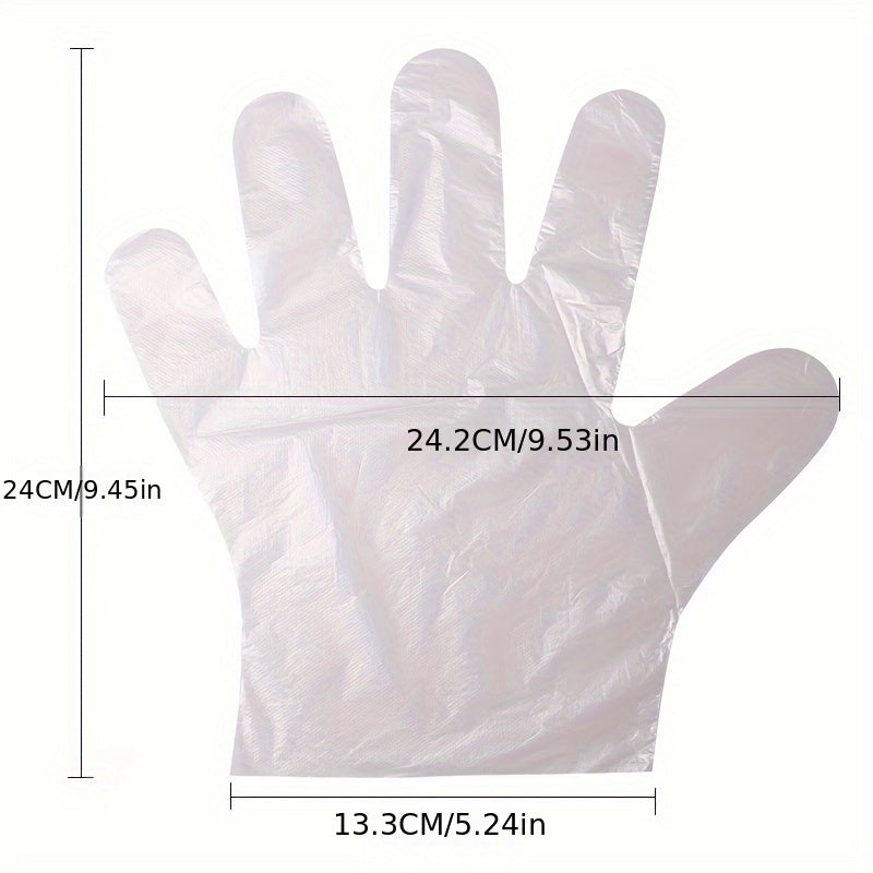 Disposable plastic BBQ gloves in a set of 90-100 pieces, transparent and designed to protect your hands while handling food for healthier cooking.