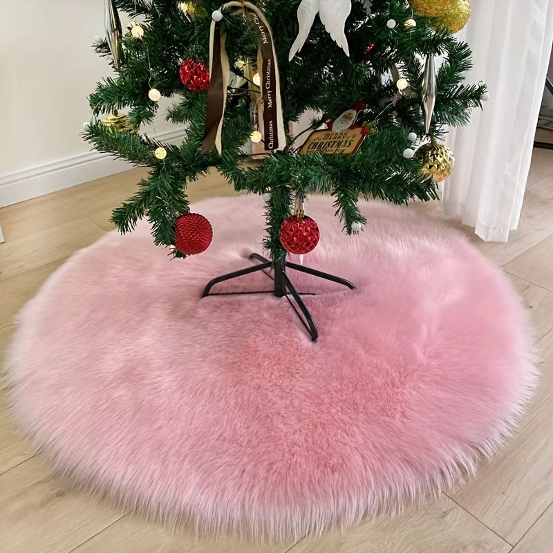 Round Christmas Tree Skirt Area Rug made of a blend of Polyester and Acrylic, lightweight and washable with a moisture barrier - perfect for adding holiday cheer to your office, room, or bedroom decor. Comes in a set of 1 piece.