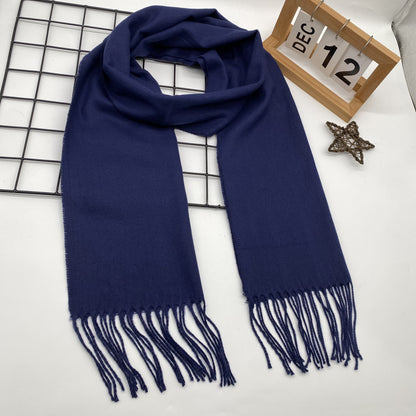 Men's Classic Winter Plaid Scarf with Tassel Edge - Stay Cozy and Stylish with this Soft Polyester Scarf, Perfect Fashion Accessory for Men with Woven Design