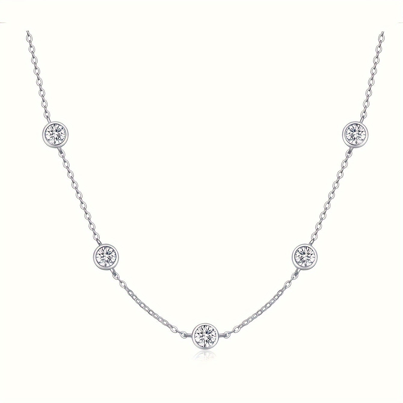 Stunning 925 Sterling Silver Necklace with 2.5ct Moissanite Pendant, Perfect for a Fashionable, Elegant and Trendy Look. This Clavicle Chain is designed with a Sense of Premium Personality, Leisure and Light Luxury. Embrace a Romantic and Gorgeous