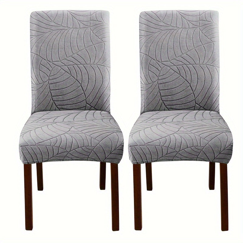 2/4pcs Leaf Jacquard Chair Covers, suitable for various chair sizes. Easy to install, non-slip, and provides protection for chairs in living rooms and kitchens.