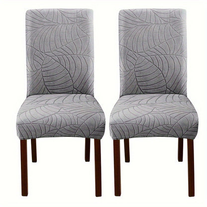 2/4pcs Leaf Jacquard Chair Covers, suitable for various chair sizes. Easy to install, non-slip, and provides protection for chairs in living rooms and kitchens.