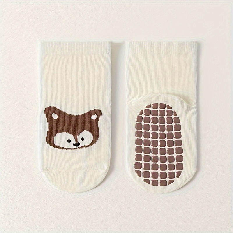 6 pairs of anti-skid cotton socks for toddlers, ideal for all seasons. Cute designs for boys and girls.