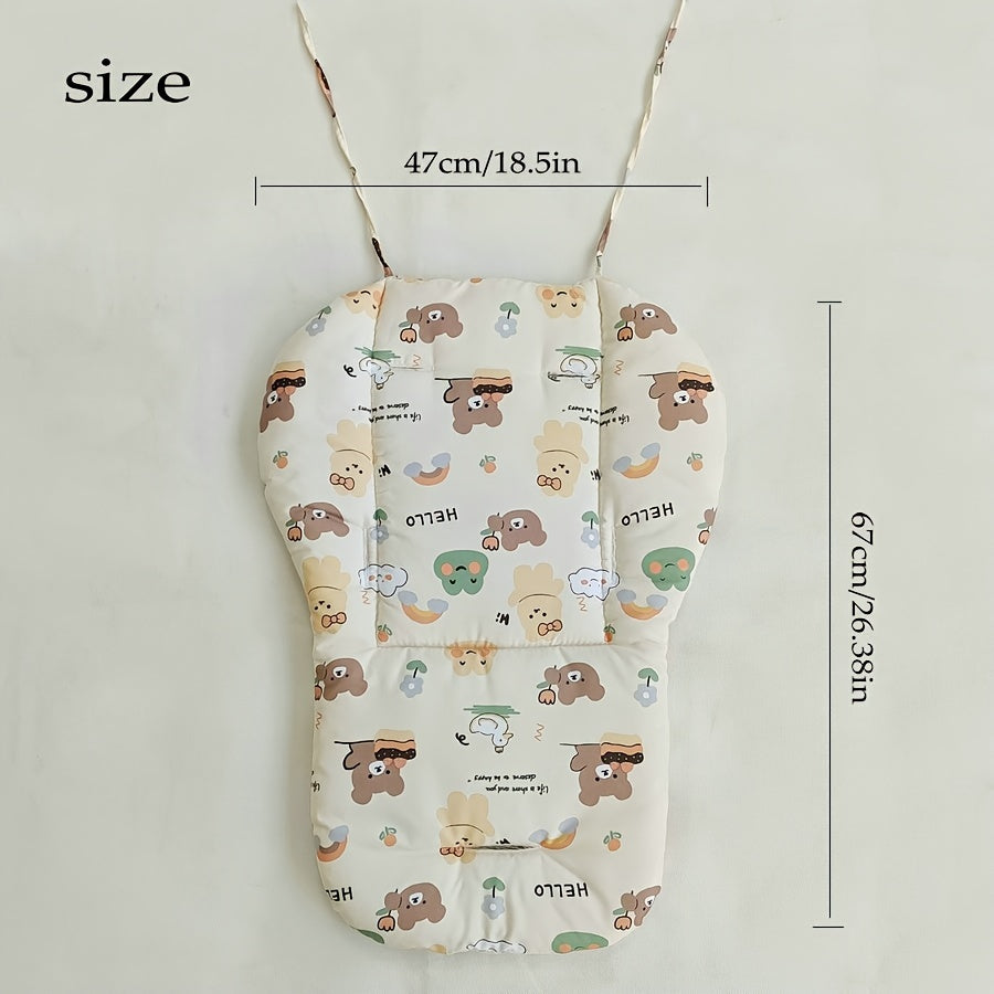 Soft and Cushy Car Seat Cushion for Kids - Breathable and Perfect for Strollers & High Chairs, with Cute Bear and Duck Patterns, Includes Insertion Pad, Designed for Young Children.