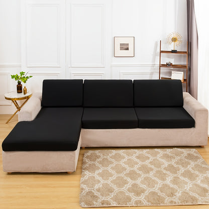 Stretch sofa seat cover to protect living room cushion.