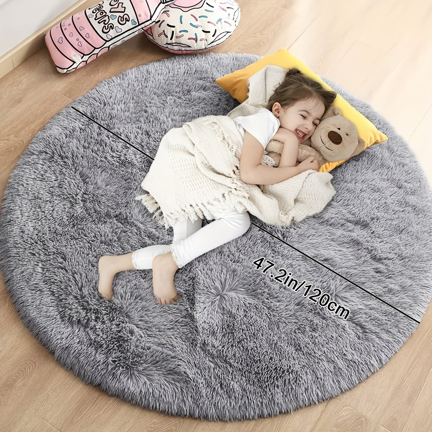 Round Large Ultra Soft Plush Rug - Non-slip and Waterproof Shaggy Throw Rug for Living Room, Bedroom, Nursery, Game Room, and Dormitory. Perfect Teenage Room Decoration - Room Decor (10.16cmX10.16cm)