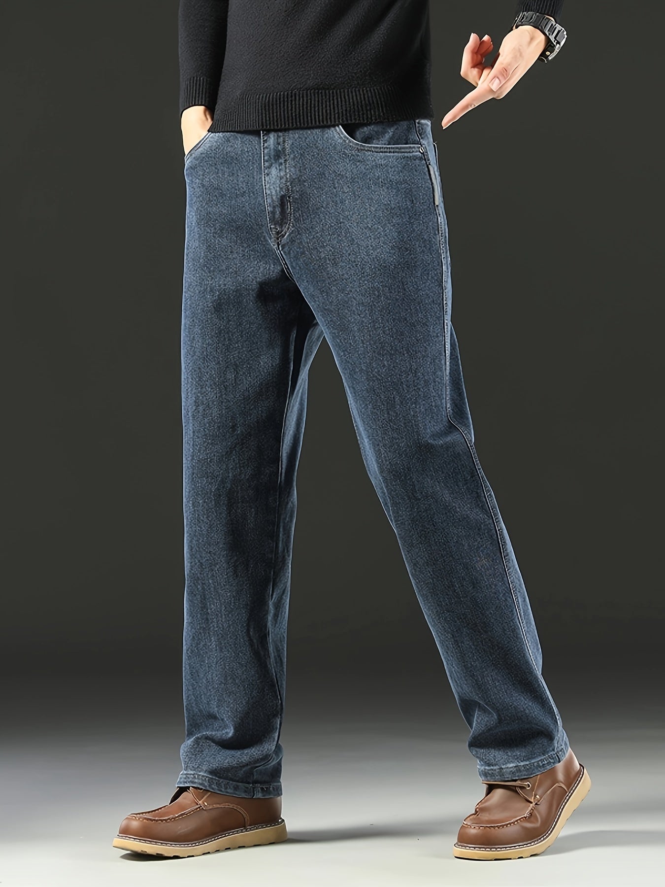 Casual denim jeans for men with classic fit, comfortable stretch, and all-season style.