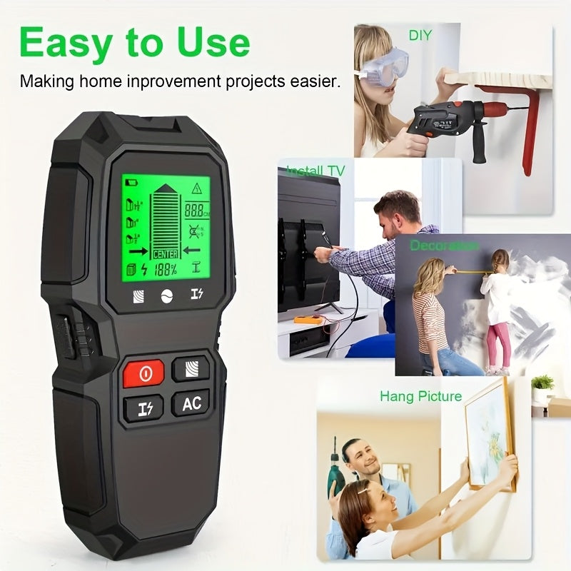 HW-QB6 5-in-1 Wall Scanner detects studs, metal, and live wires.