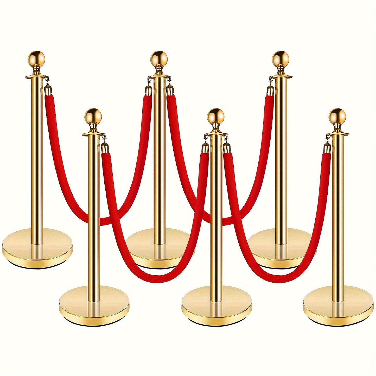 Red Velvet Rope and Safety Barrier Kit with Hollow Base for crowd control at parties.