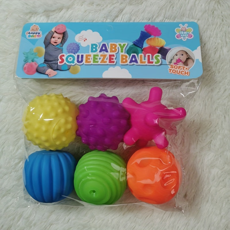 A Set of 6 Soft Rubber Hand Grip Pinch Balls Toys, Bagged Soft Rubber Hand Grasping Balls, Manhattan Tactile Perception Massage Balls, Puzzle Cognitive Balls for Chewing, Perfect Birthday, Christmas, Halloween, and New Year's Gifts for Friends!