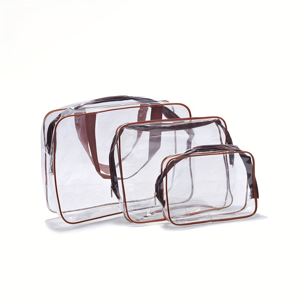 Stylish Travel Toiletry Bag Set - Waterproof, Clear, Zippered Cosmetic Case with Various Compartments for Women's Essentials - Ideal for Holidays, Work Travel, and Everyday Use