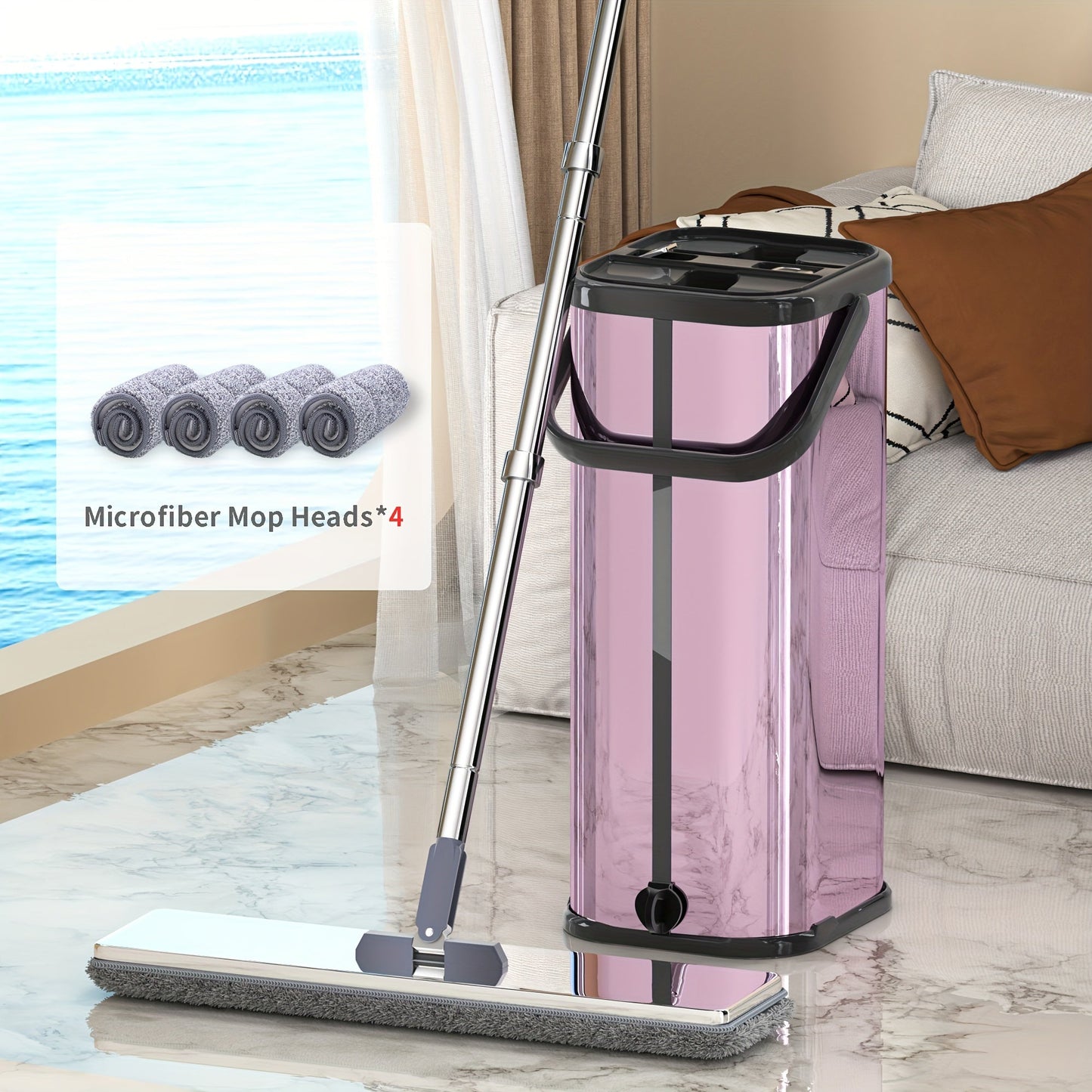 Introducing a revolutionary mop design that includes a scratch-off feature, eliminating the need for hand washing. This versatile model is perfect for both wet and dry use and comes with a convenient washable microfiber pad.