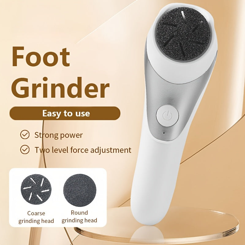 Portable USB Rechargeable Electric Foot Grinder with Dual Heads - Perfect for Thick Faux Leather and Dry Skin Care, Easy-to-Use with Replaceable Heads.