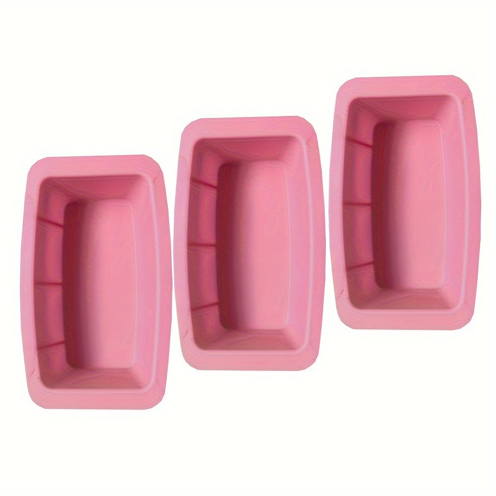 Mini Silicone Toast Mold Set of 3 Rectangular Bread Baking Pans for Pastry, Cheese Cake, and Small Breads - Kitchen Decoration Tools