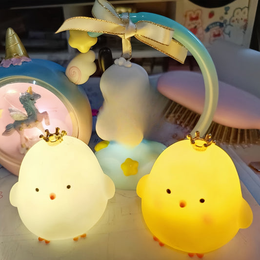 Charming Chick LED Table Lamp - Soft, Battery-Operated Light for Bedroom, Study, and Office Decor & Gifts.