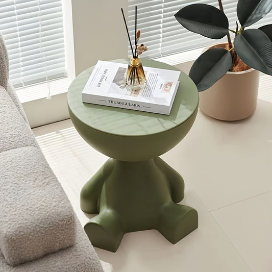 Plush olive green side table with European style, small head end table, home decor statue for indoor use in multiple room types.