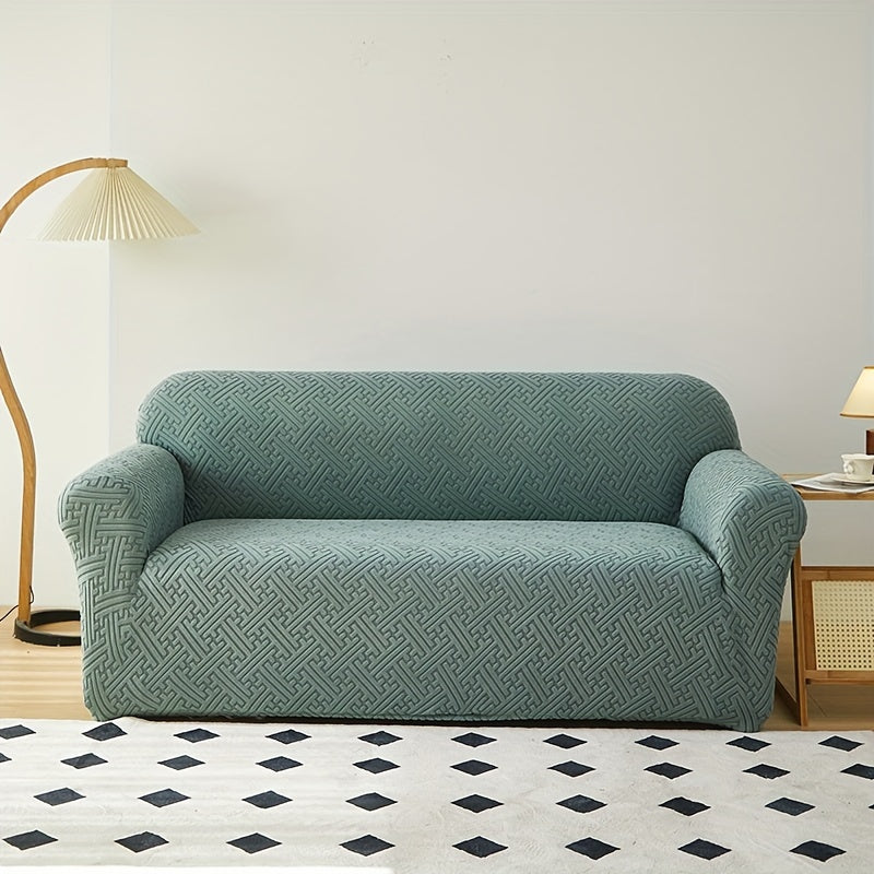 Universal sofa slipcover protects furniture in any room.