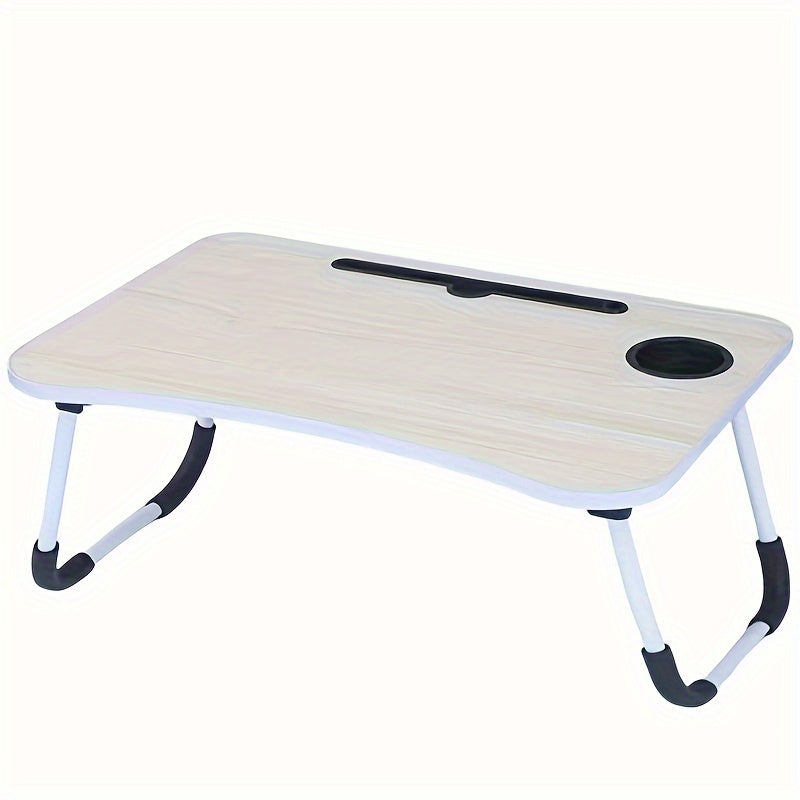 Folding Portable Table, Laptop Desk with Cup Holder and Tablet Slot, Perfect for Work, Studying, and Reading and Writing. Ideal for use in Bed, on the Sofa, at a Picnic, or on the Floor. Great for Students and anyone looking for a convenient and