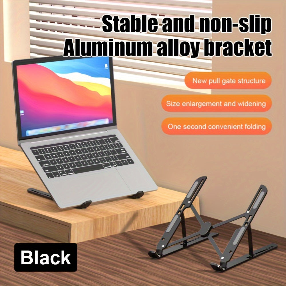 Aluminum laptop stand with adjustable cooling for desktops