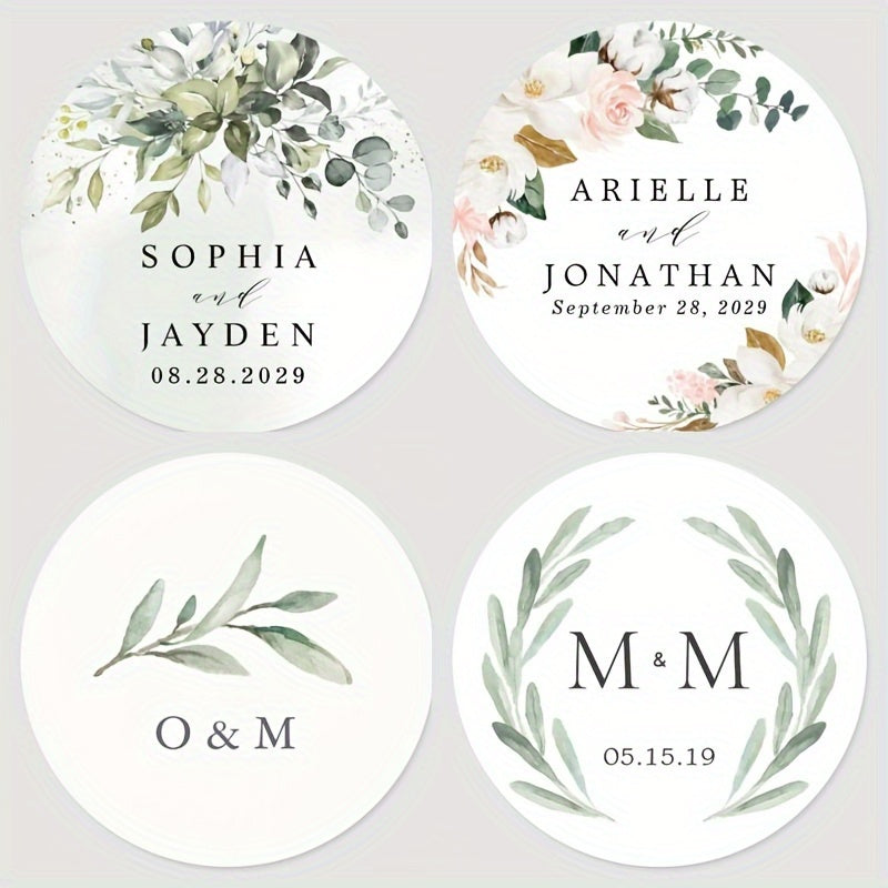 Personalized Round Labels for Bridal Showers - Custom Thank You Stickers with Name & Date, Matte Finish on Recyclable Paper