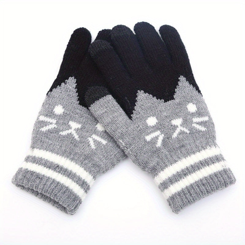 Stay warm and stylish with our Women's Winter Touch Screen Gloves featuring a cute Jacquard Cat Design. Made with flexible fingers and warm polyester material, these gloves are perfect for casual outdoor wear. Make sure to hand wash only for best