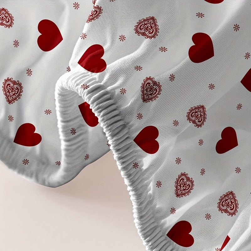 Love Print Brushed Fitted Sheet for a Soft and Comfortable Bed, Perfect for Bedroom, Guest Room, or Dorm. Deep Pocket Design Ensures a Snug Fit. Includes Fitted Bed Sheet Only.