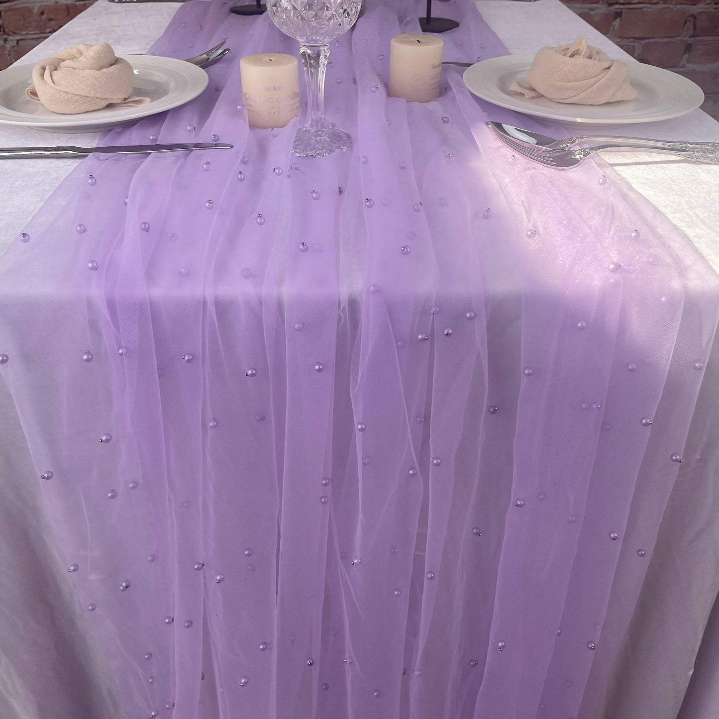 1pc Mesh Chiffon Table Runner, 32in*78in, for Weddings, Parties, and Events.