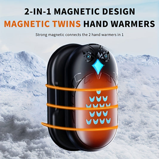 Two-Pack of Rechargeable Hand Warmers: Stay Warm All Day with 6000mAh Portable USB Heated Handwarmer, 5W Slim Pocket Heater for Men & Women, Made of ABS Material - Ideal for Outdoor Camping & Winter Hunting Gear