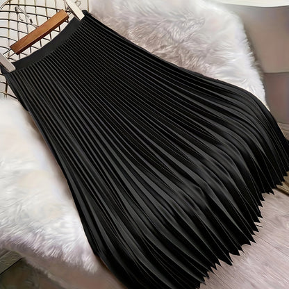 Elegant Pleated Skirt in Solid Color