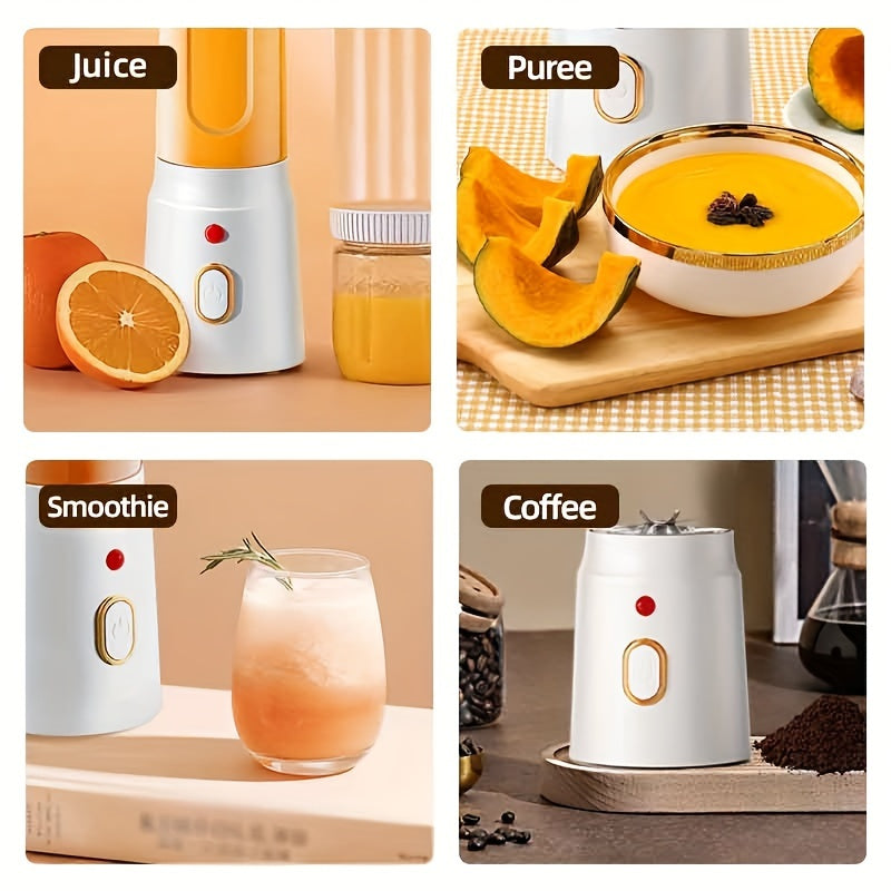 Introducing a set of electric juicing cups with a portable dual-cup design, ideal for students and home use. This versatile juicer is equipped with USB charging and runs on a lithium battery, making it ideal for family, dormitory, travel, and outdoor