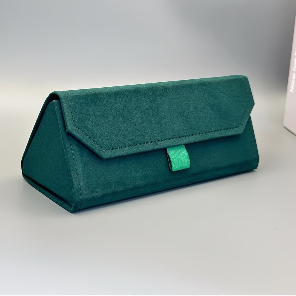 Triangular Folding Glasses Case made of Artificial Leather with Pull Tab, Crush-Proof and Protective Holder for Eyewear.