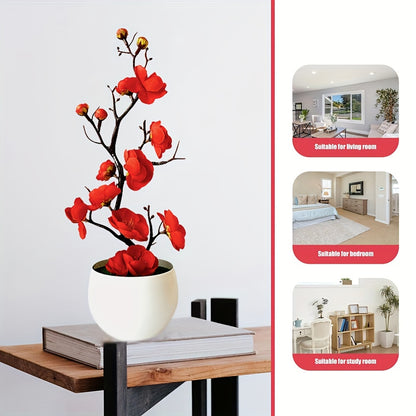 1 artificial plum potted plant for weddings and decorations in various settings.