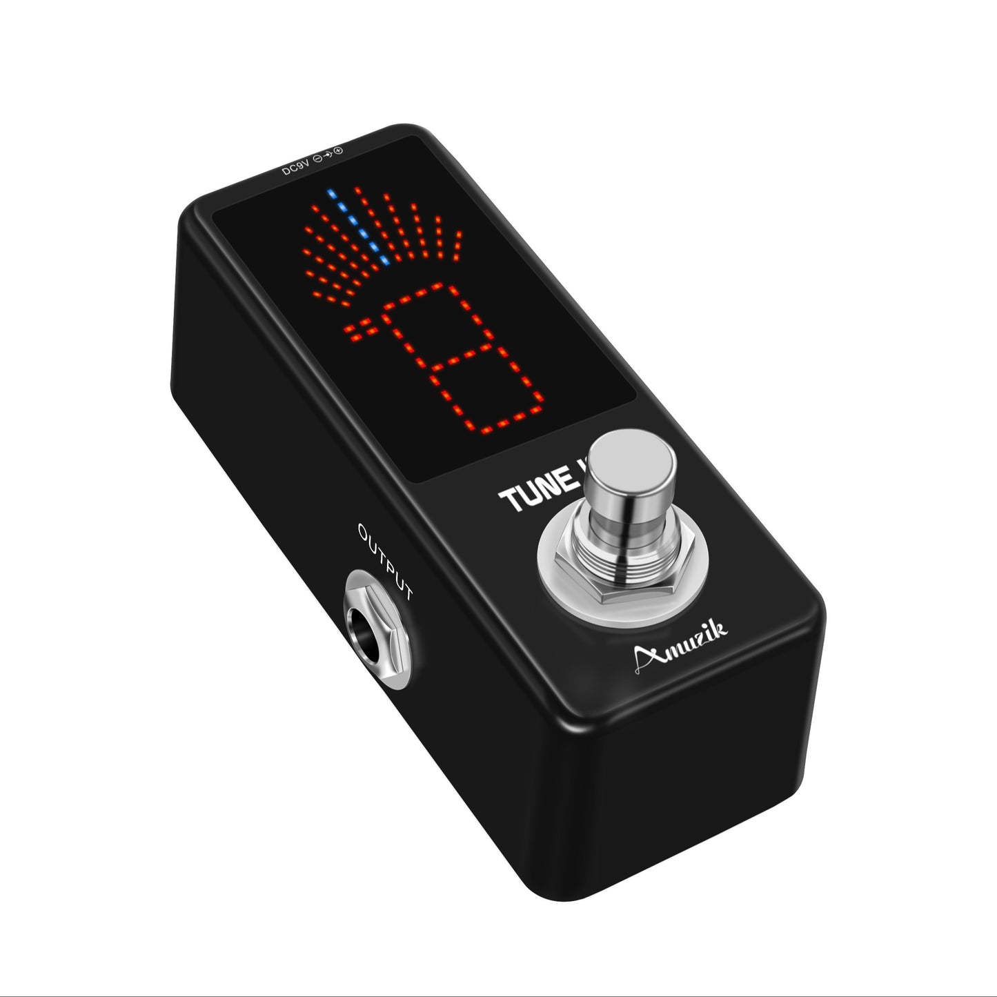 Chromatic guitar tuner pedal for high precision tuning of electric guitar and bass with ± 1 cent accuracy and true bypass.