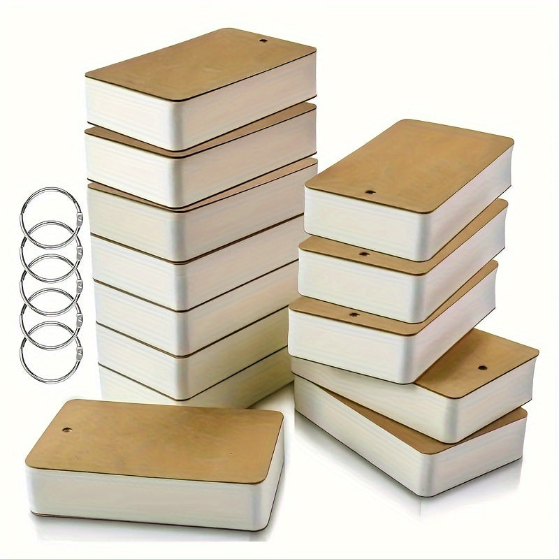 300-pack kraft flash cards with binder rings for studying and office use.