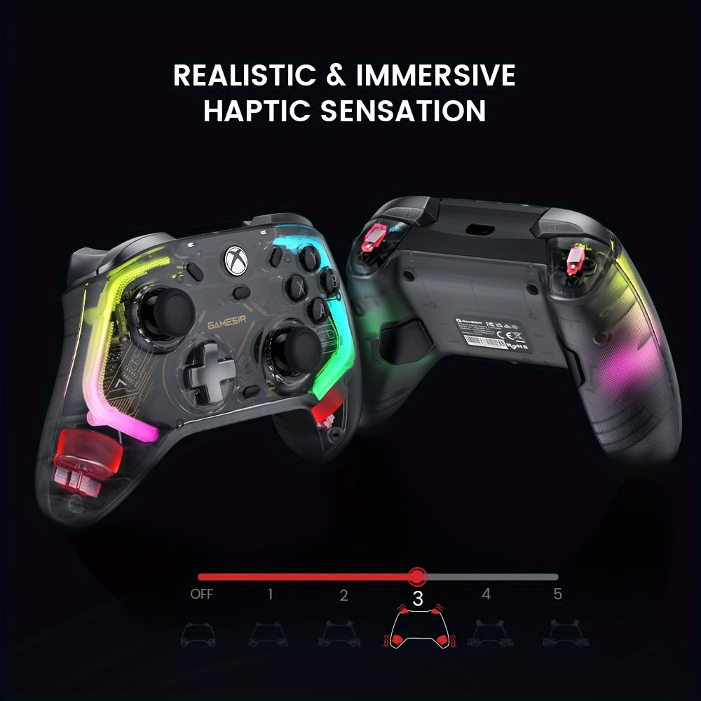 GameSir Kaleid Transparent Wired Controller for Xbox Series X|S, Xbox One, and Windows 10/11 with Hall Effect Joysticks, Hall Trigger, 3.5mm Audio Jack, and RGB Lights.