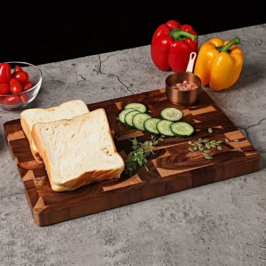 1 piece Acacia wooden cutting board - Perfect for chopping, slicing, and serving meats, cheeses, bread, vegetables, and fruits. Ideal for use in the home, dormitory, or kitchen. Makes a great gift for family members.