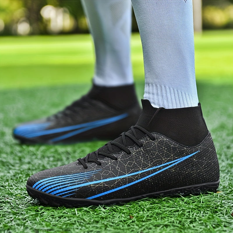 Professional men's turf football boots with anti-skid and breathable features, lace up design for outdoor use.