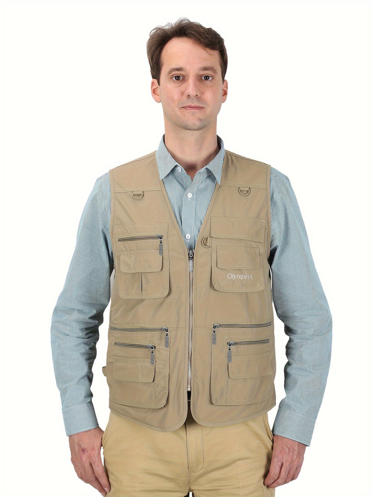 Men's Poplin Multi-Pockets Vest for outdoor activities.