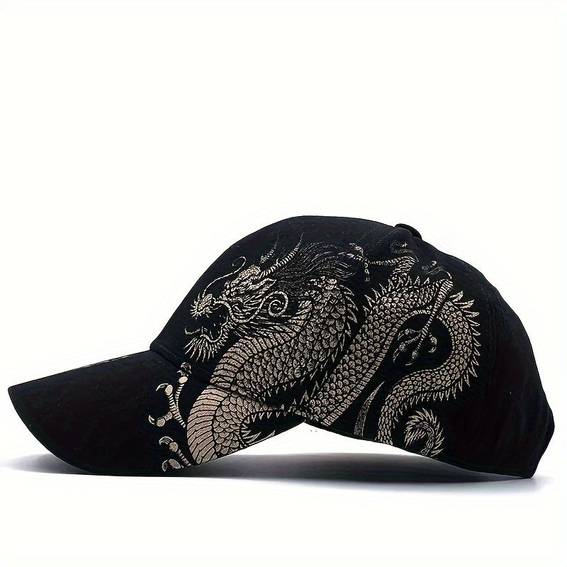 Chinese dragon print baseball cap